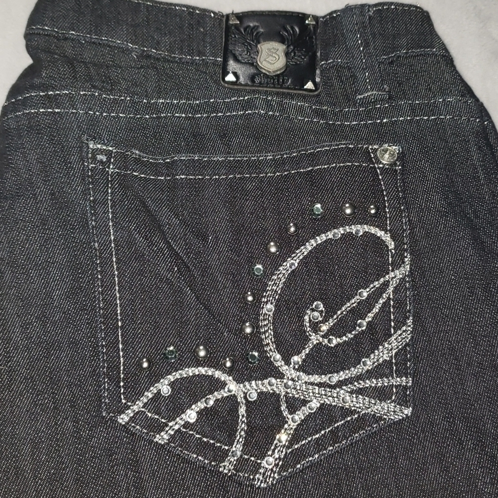 Black Jeans w Embellished Pockets, Sz 15, Shorty Brand - Picture 2 of 8